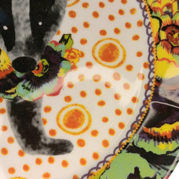 Anthropologie Badger Zoological Gardens Dessert Plate Multicolor Floral - Picture 2 of 4